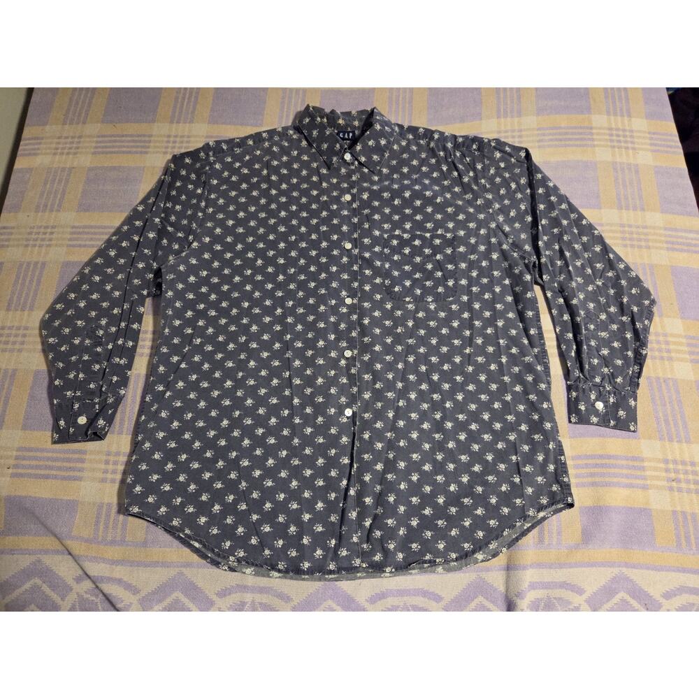 Vintage 80s 90s Gap Clothing Flowers Paisley Shirt All Over Print Size Large